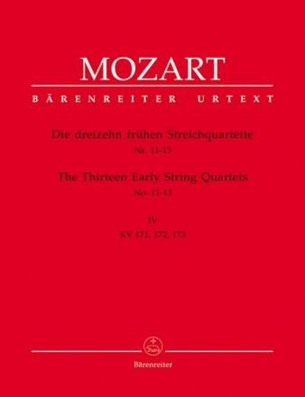 13 frhe Streichquartette Band 4: KV171-173  Stimmen