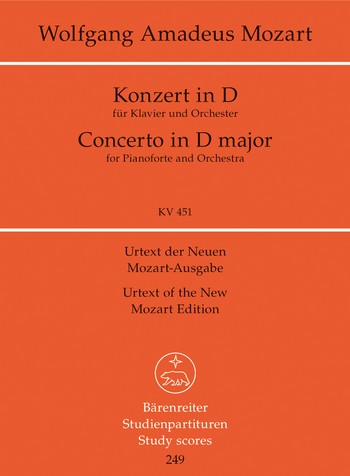 KONZERT IN D-DUR KV451 FUER KLAVIER UND ORCHESTER,  Studienpartitur