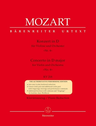 Konzert D-Dur Nr.4 KV218  fr Violine und Orchester  fr Violine und Klavier