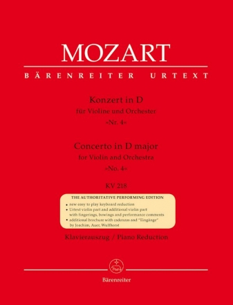 Konzert D-Dur Nr.4 KV218  fr Violine und Orchester  fr Violine und Klavier