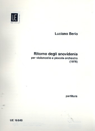 Ritorno degli Snovidenia per violoncello e piccola orchestra Partitur