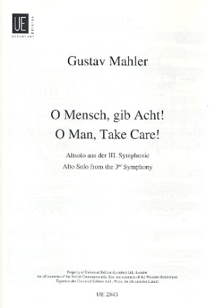 O Mensch aus der Sinfonie Nr.3 fr Alt und Klavier (dt/en)