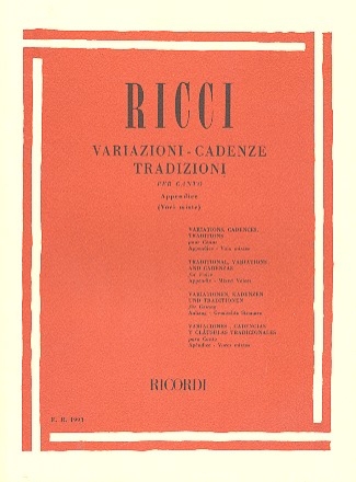 Variazioni cadenze tradizioni per canto con appendice voci miste Ricci, L., ed