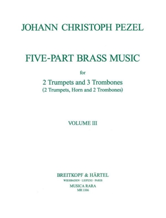 Five-part brass music vol.3 for 2 trumpets and 3 trombones (2 trp, horn, 2 trb) score and parts