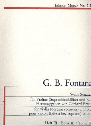 6 Sonaten Band 3 (Nr.5-6) fr Violine (Sopranblockflte) und Bc