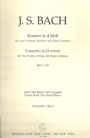 Konzert d-Moll BWV1043 fr 2 Violinen, Streicher und Bc Cello/Ba