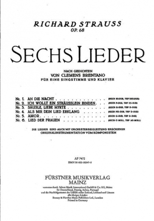 Ich wollt ein Strusslein binden op. 68,2 fr Gesang (hoch) und Klavier