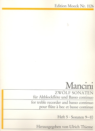 12 Sonaten Band 5 (Nr.9-10) fr Altblockflte und Bc