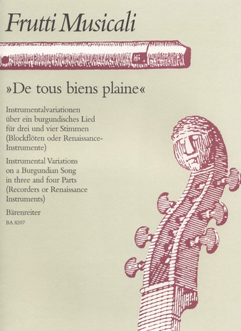 De tous bien plaine Variationen ber ein burgundisches Lied Partitur und 4 Stimmen