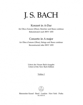 Konzert A-Dur BWV1055 fr Oboe d'amore (Oboe), Streicher und Bc Violine 1