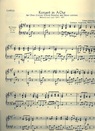 Konzert A-Dur BWV1055 fr Oboe d'amore (Oboe), Streicher und Bc Cembalo