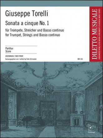 SONATA A CINQUE D-DUR NR.1 FUER TROMPETE, STREICHER UND BC,  PARTITUR