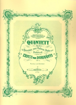 Quintett op.1 fr Klavier, 2 Violinen, Viola und Violoncello Partitur und Stimmen