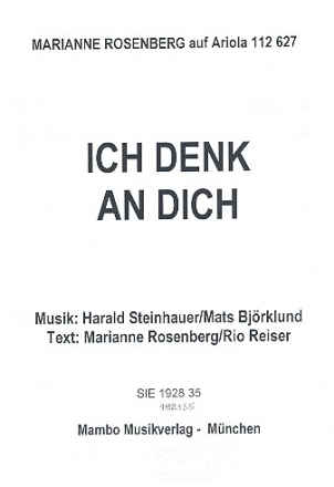 Ich denk an dich: Einzelausgabe Gesang und Klavier