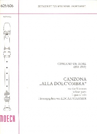 Canzona alla dolc'ombra zu 4 Stimmen Spielpartitur