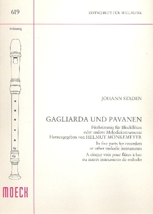 Gagliarda und Pavanen fr 5 Blockflten (Melodieinstrumente) Partitur