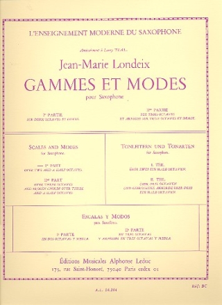 Gammes et modes vol.1 pour saxophone (sur 2 octaves et demie) (fr/en/dt/sp)