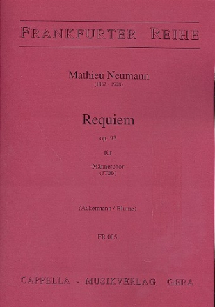 REQUIEM OP. 93 - FUER MAENNERCHOR (TTBB) A CAPPELLA, PARTITUR ACKERMANN, PETER, ED.