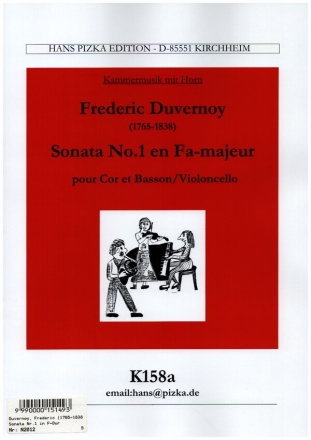 Sonate F-Dur Nr.1 fr Horn und Fagott (Violoncello) Partitur und Stimmen