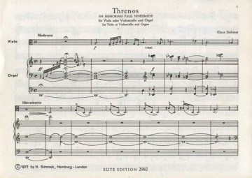 Threnos fr Viola (Violoncello) und Orgel