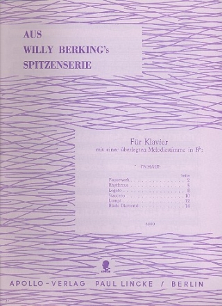Willy Berking's Spitzenserie fr fr Klavier mit bergelegter Melodiestimme in B