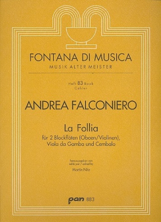 La Follia  fr 2 Blockflten (Ob,Vl), Viola da gamba und Cembalo Partitur und Stimmen