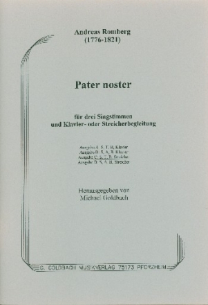Pater noster Ausgabe C fr Sopran, Tenor, Ba und Streicher Partitur