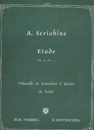 Etde op.2,1 fr Violoncello (Kontraba) und Klavier