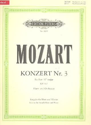 Konzert Es-Dur Nr.3 KV447 fr Horn und Orchester fr Horn und Klavier