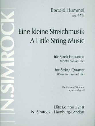 Eine kleine Streichmusik op.95b fr Streichquartett (Kontrabass ad lib) Partitur und Stimmen