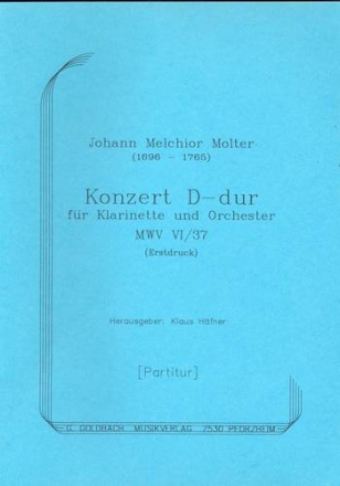 Konzert D-Dur MWV6/37 fr Klarinette und Streichorchester Partitur