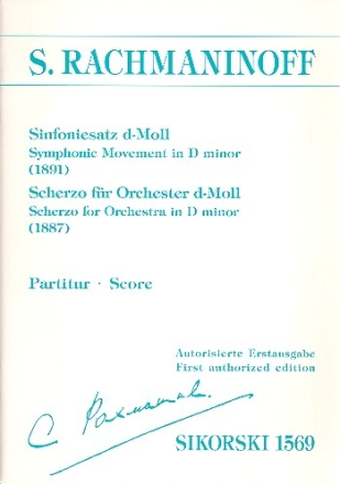 Sinfoniesatz d-Moll  und  Scherzo d-Moll fr Orchester  Partitur