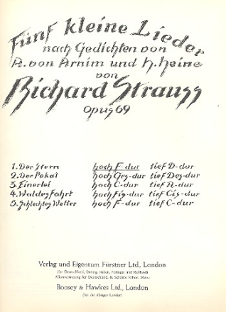 Der Stern F-Dur op. 69,1 fr Singstimme und Klavier