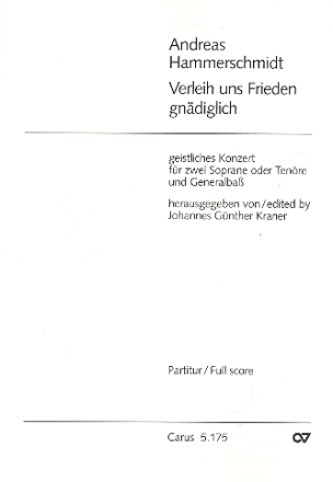 Verleih uns Frieden gndiglich Geistliches Konzert fr Sopran, Tenor und Bc Partitur