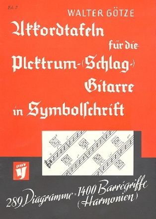 Akkordtafeln fr die Plektrum- (Schlag-)gitarre in Symbolschrift 289 Diagramme = 1400 Barrgriffe