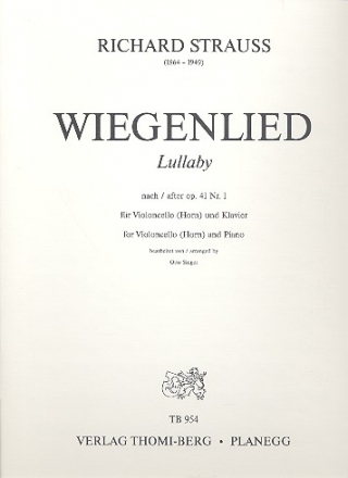 Wiegenlied nach op.41,1 für Violoncello (Horn) und Klavier Partitur und Stimmen