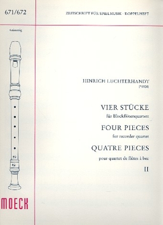4 Stcke Band 2 fr 4 Blockflten (SATB) Partitur