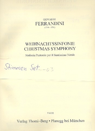 Weihnachtssinfonie fr 2 Blockflten (Flten), Streichorchester und Bc Stimmensatz (Streicher 3-3-1--2-3)