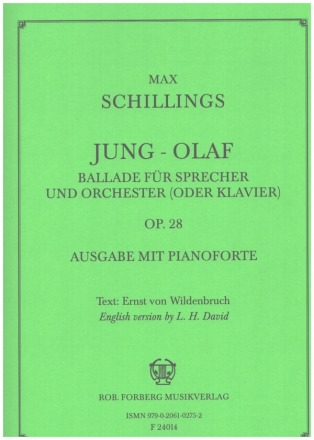 Jung-Olaf op.28 Melodrama fr Sprechgesang und Klavier (en/dt) Verlagskopie