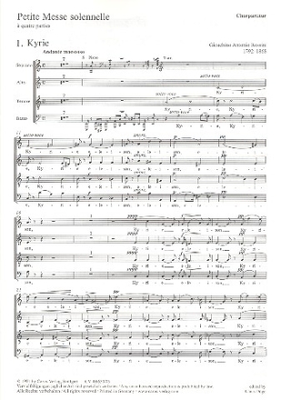 Petite Messe solennelle fr Soli, gem Chor und Begleitung Chorpartitur