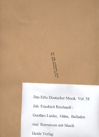 Goethes Lieder, Oden, Balladen und Romanzen Teil 1 Abteilung 1/2 fr 1-2 Singstimmen und Klavier