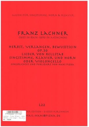 3 Lieder nach Rellstab op.30 fr Gesang, Horn (Violoncello) und Klavier Stimmen