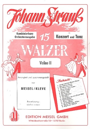 15 Walzer fr Konzert und Tanz fr Salonorchester Violine 3