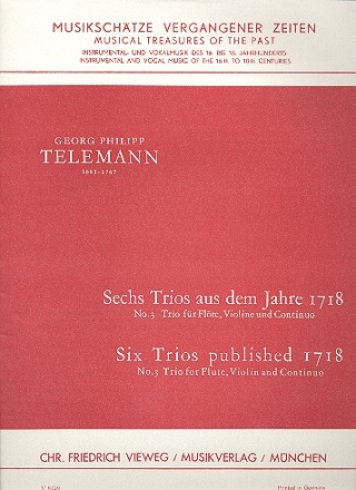 Trio Nr.3 fr Flte, Violine und Bc Partitur und Stimmen (Bc ausgesetzt)