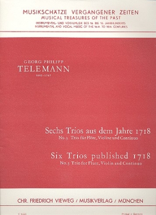 Trio Nr.3 fr Flte, Violine und Bc Partitur und Stimmen (Bc ausgesetzt)