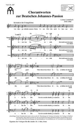 Chorantworten zur deutschen Johannespassion fr gem Chor a cappella Partitur