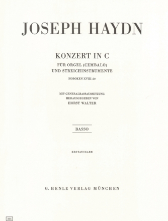 Konzert C-Dur Hob.XVIII:10 fr Orgel und Streicher Cello / Ba