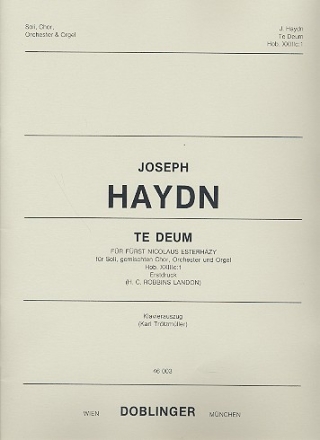 Te Deum Hob.XXIIIC:1 fr Soli Chor, Orchester und Orgel Klavierauszug