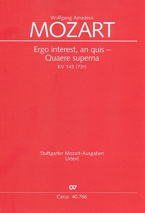 Ergo interest an quis - Quaere superna KV143 fr Sopran und Streicher Partitur