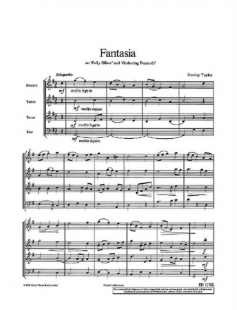 Fantasia on Polly Oliver and gathering fr SATB Blockflten score